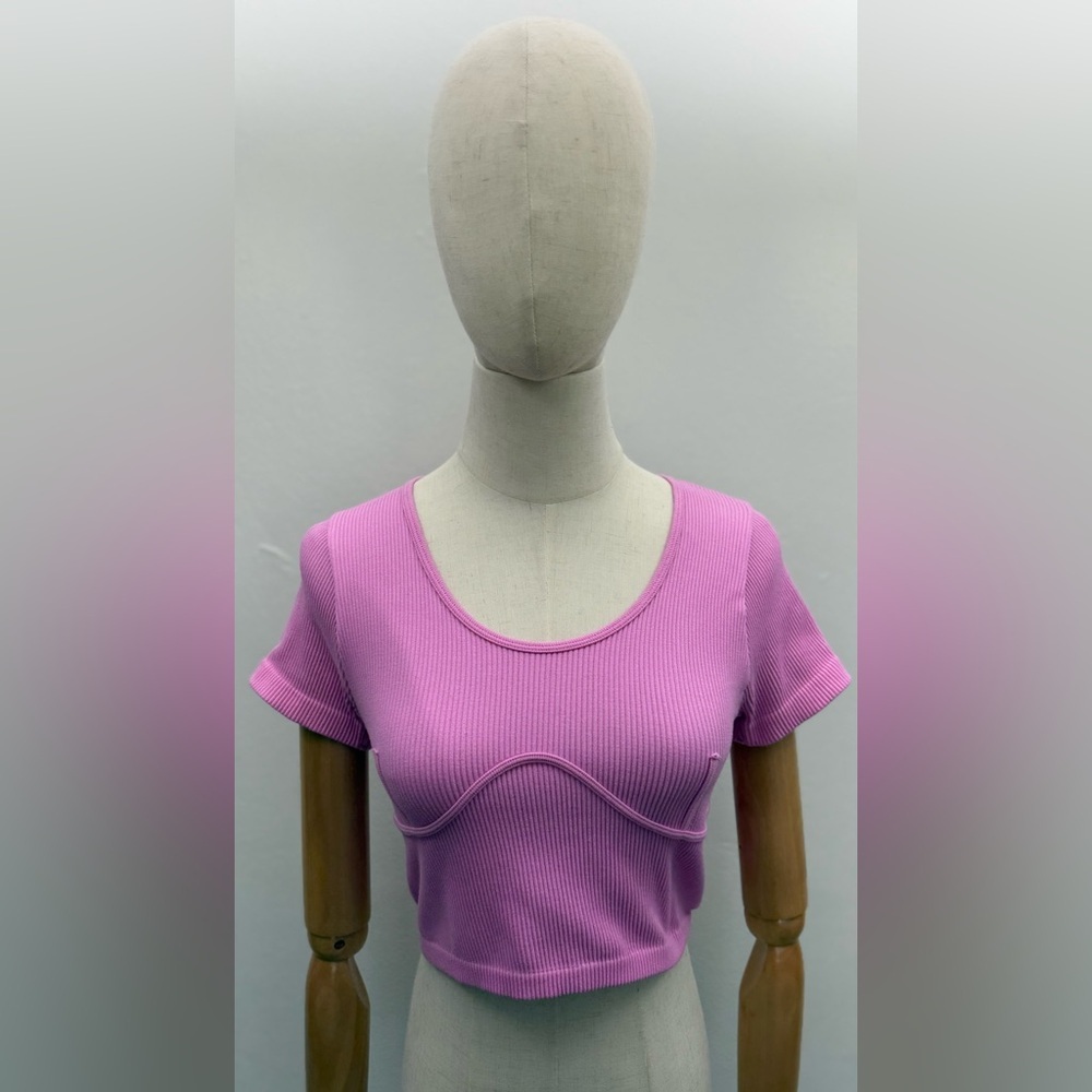 Pink Ribbed Crop Top size S